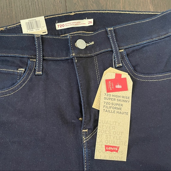 NWT Levi's 720 Dark Indigo High Rise Super Skinny Jeans - Picture 3 of 8